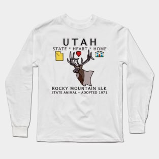 Utah - Rocky Mountain Elk - State, Heart. Home - state symbols Long Sleeve T-Shirt